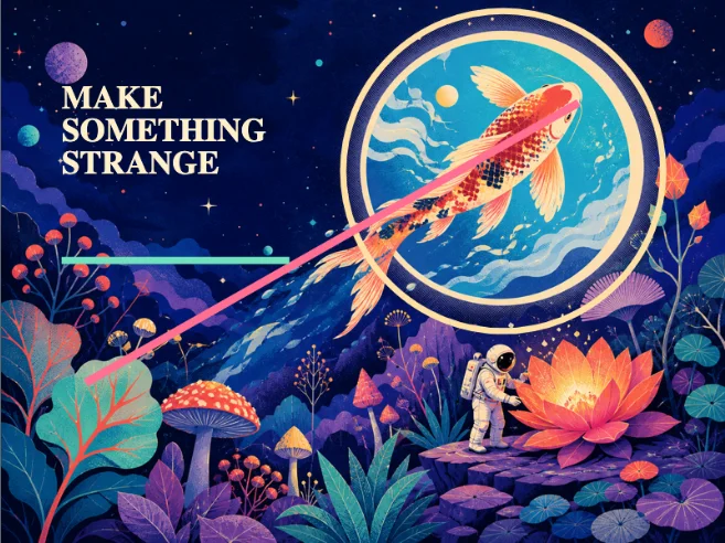 A thick coral line drawn diagonally through the koi composition with editable control points.