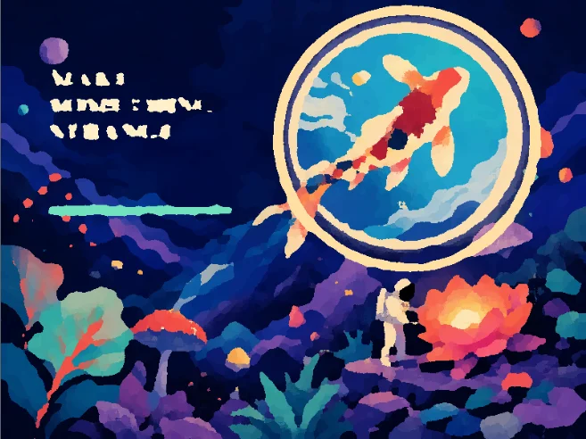 The Cosmic Garden after Oil Painting, simplified into broad pools of color.
