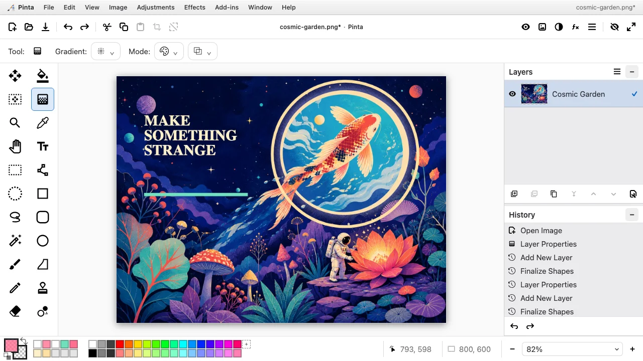 The same document open in Pinta Online’s light theme.