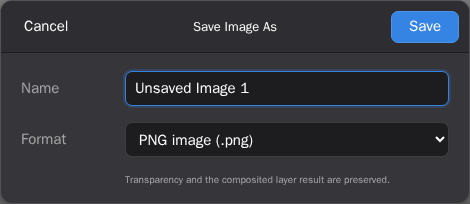 Pinta Online Save Image As dialog with file name and output format controls.